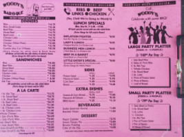 Woody's -b-que menu