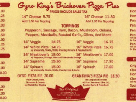 Gyro King menu