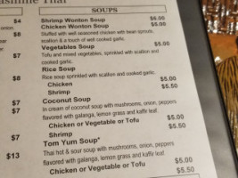 Jasmine Thai menu