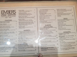 Embers Steakhouse menu