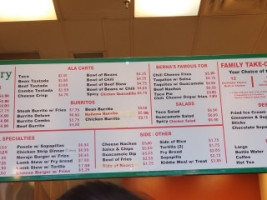 Chili Factory menu