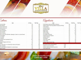 Silvio's Villa Ristorante Martini Bar menu