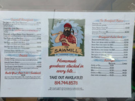 The Sawmill menu