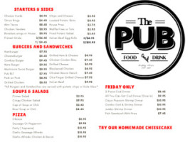 The Pub In H menu