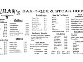 Duran's -b-que Steakhouse menu