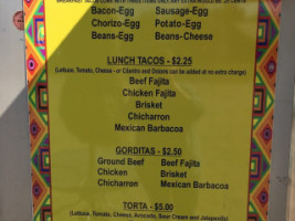 Silvia's Tacos menu