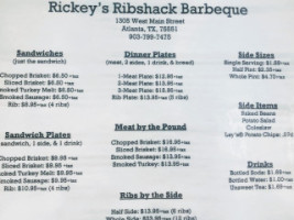 Rib Shack Barbeque menu