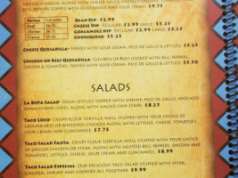 El Vago Tex-mex menu