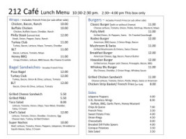 212 Coffee Bean menu