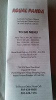 Royal Panda menu