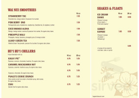 Lappert's Hawaii menu