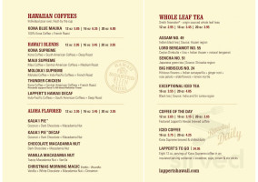 Lappert's Hawaii menu