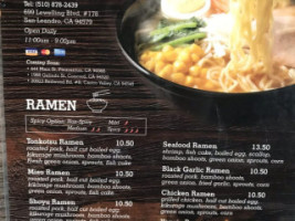 Ramen 101 menu
