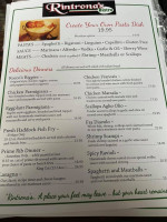 Rintrona’s Bistro menu