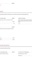Rintrona’s Bistro menu
