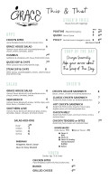 Grace Bistro Bakery menu