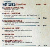 Jersey Mike's Subs menu